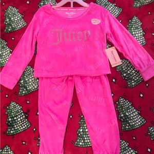 Juicy Couture Girls 4T Velour Pajama Set Elite Pink 2-Piece Flame Resistant NWT